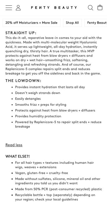 Оригинален спрей за коса Fenty hair The water boi