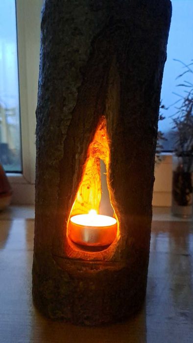 Уникален три-прозоръчен Свещник от дърво