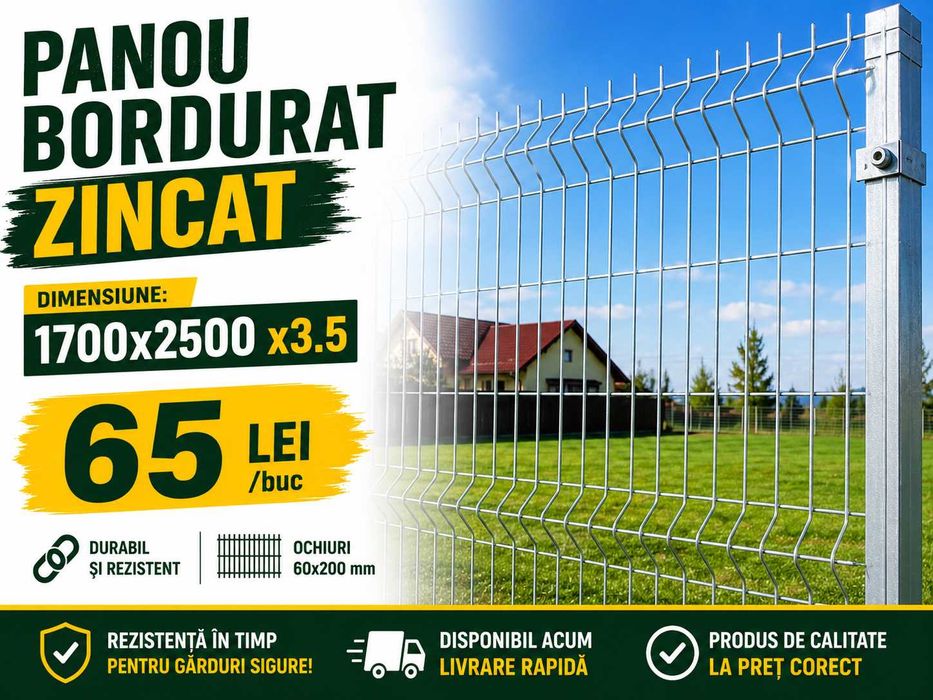 Panou bordurat zincat 1700x2500 / Plasa pentru gard