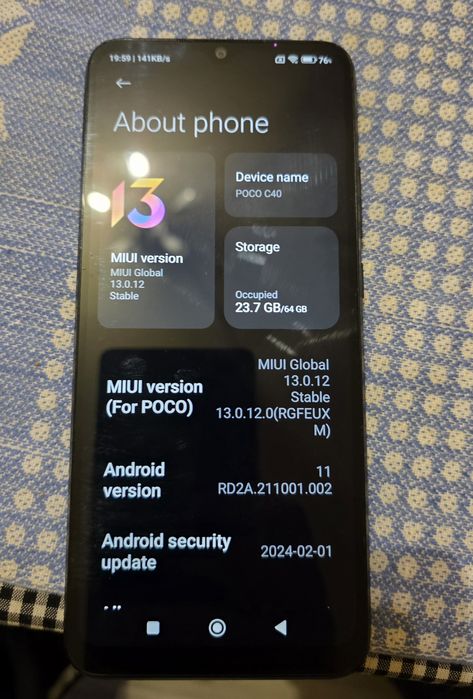 Xiaomi Poco C40, 4 gb ram, вътрешна памет 64ГБ;батерия Li-Po 6000 mAh