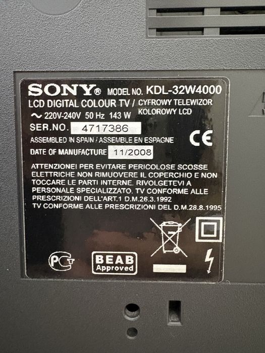 Телевизор Sony 32” KDL- 32W4000