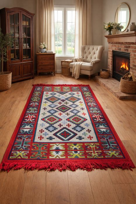 Covor testur traditional rosu diverse dimensiuni