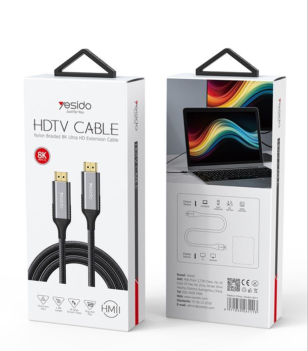 Yesido HM11 Кабель 8K/60Hz 4K/120HZ 48Gbps HDMI to HDMI Cable for PS5