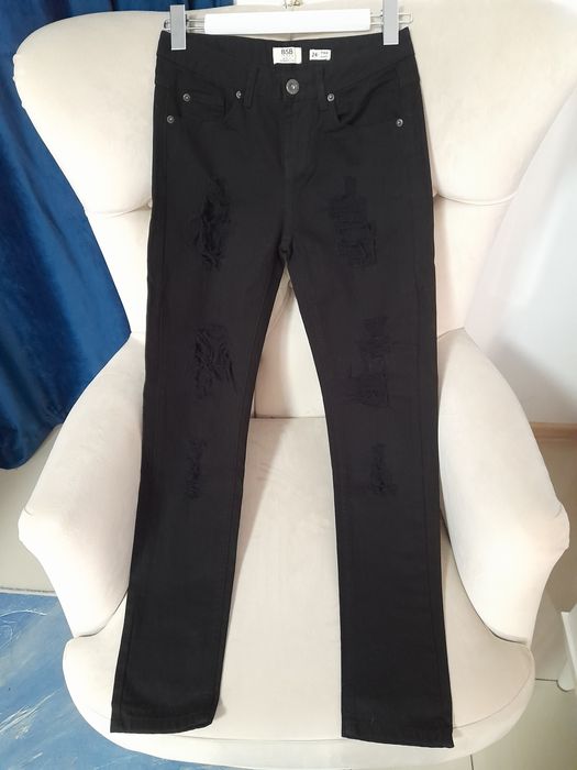 Blugi negri boyfriend BSB ripped talie inalta marimea XS