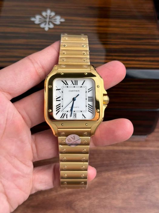 cartier santos 100 злато/ 42 мм