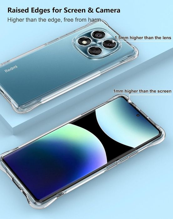 Прозрачен силиконов удароустойчив кейс за xiaomi redmi note 14 pro 4g