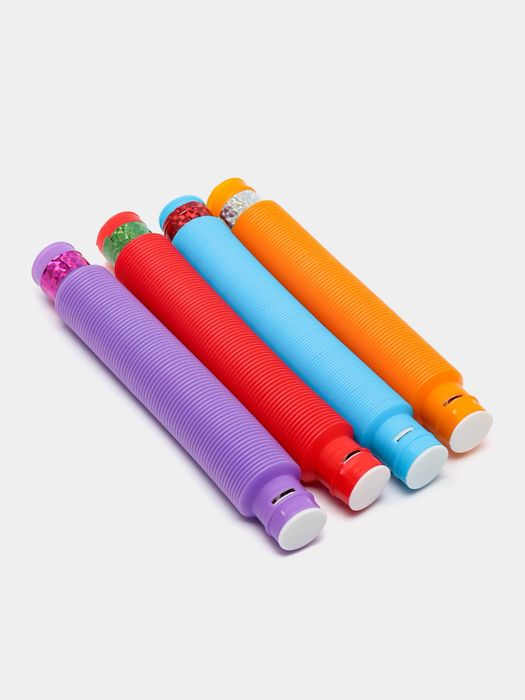 Игрушка антистресс, трубка гармошка Pop tubes, 15 см, набор из 12 шт