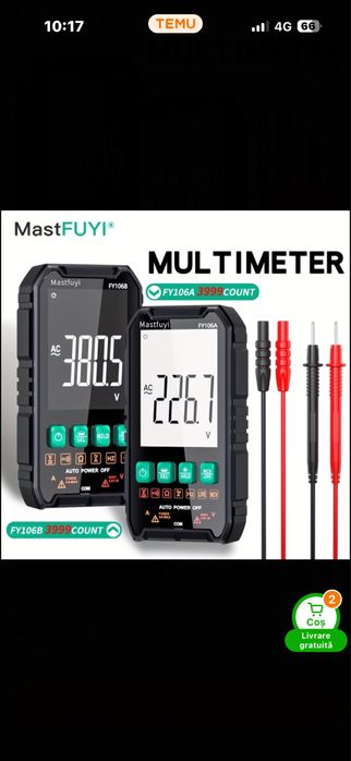 Multimetru digital 6000, masurare automata, display HD