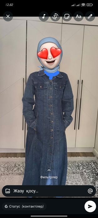 Джинсовый плащ макси