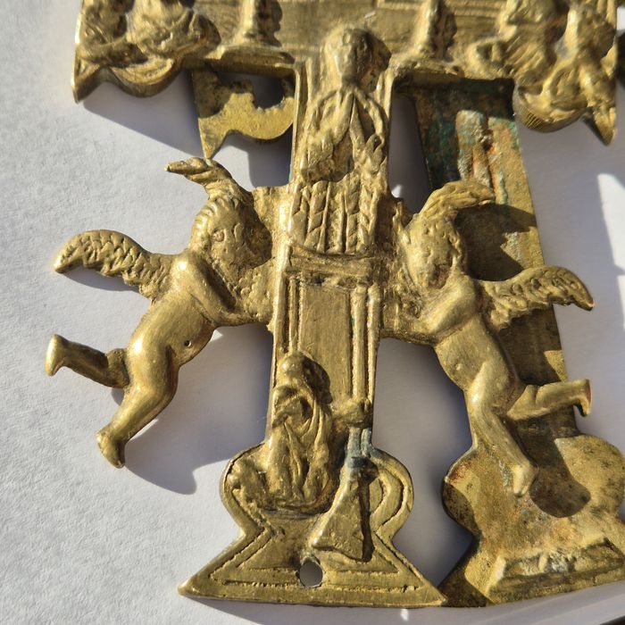 Cruce Caravaca bronz / cruicifix / antichitati secolul XVII