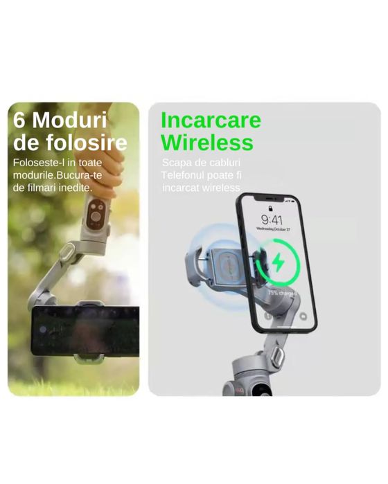 Sistem de stabilizare Gimbal Smart X Pro, 3 axe, trepied, Androit/IOS