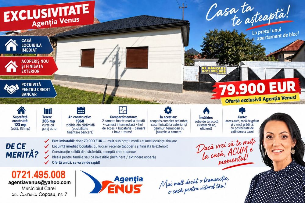 Casa în CAREI la preț de apartament