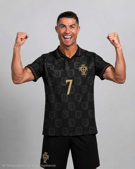 CR7 EUSEBIO Limited Черна Детска и мъжка Тениска Роналдо Португалия 2026 Световно Black