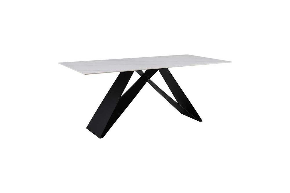 Трапезна маса Meja, Синтерован камък и метална основа, 2 цвята, 180х90