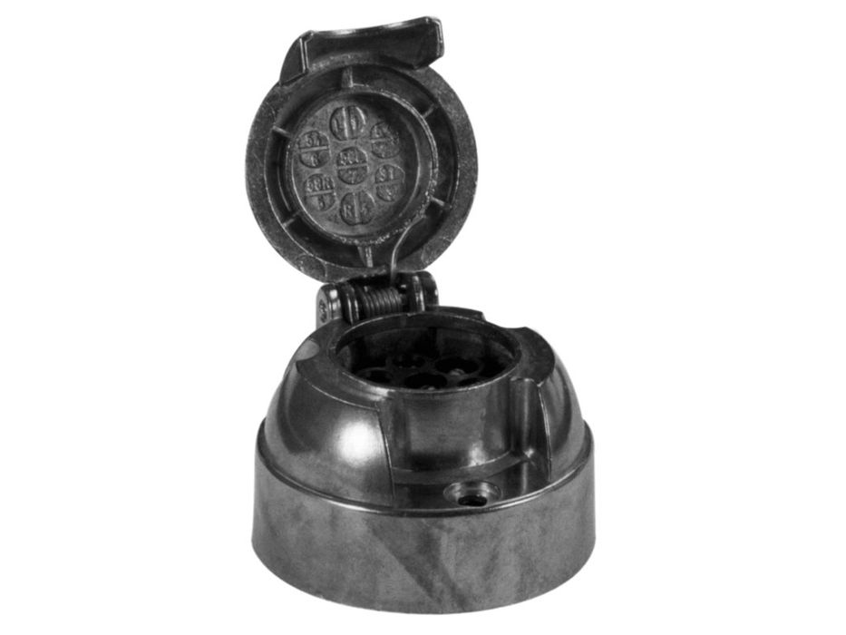 Priza remorca auto Carpoint 12V 7 pini din metal, pentru autoturism si autorulota, cu clapeta cu arc, 1 buc vrac