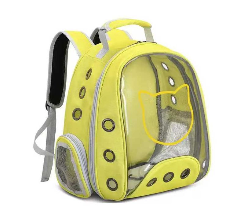 Ghiozdan transport animale companie Pisica Catel, Roz Gri Negru Galben