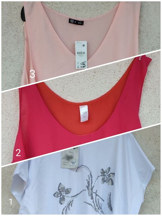bluza dama top fara maneci vara voal TEX xxl roz