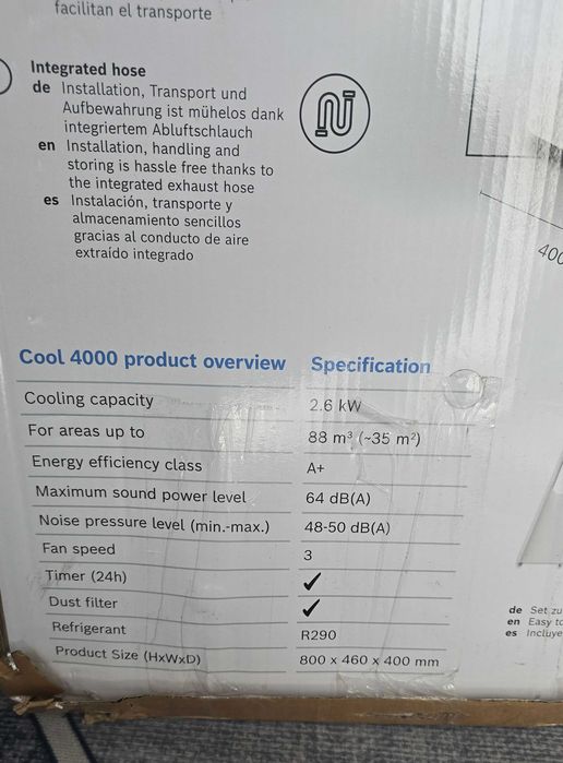Aparat de aer conditionat mobil Bosch Cool 5000, 12000 BTU, 35 m², A+