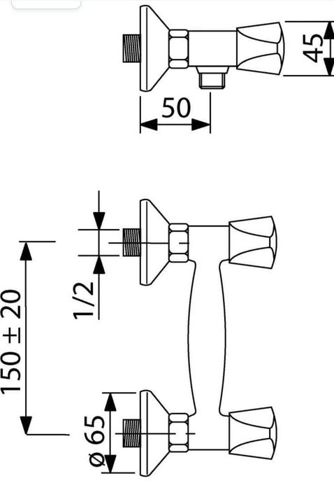 Baterie pentru duș marca Standard cu doi robineți, crom

Detalii produ