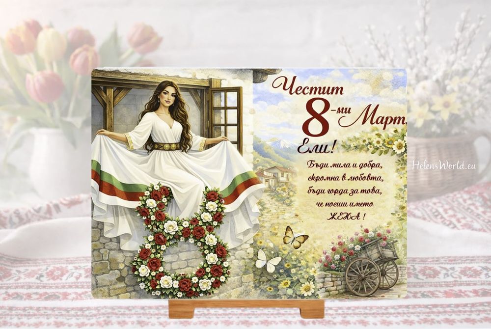 Стъклена дъска за рязане в кухнята за 8ми март, празник, подарък, жена