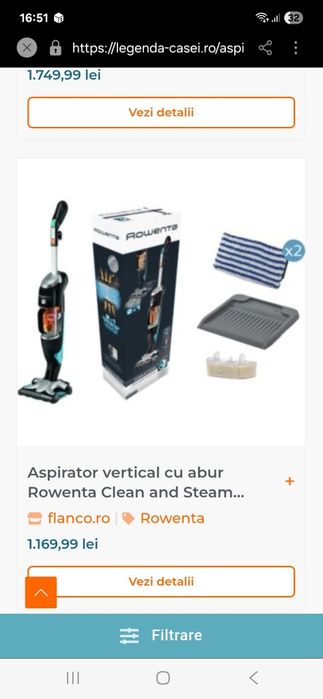 Aspirator vertical cu abur rowenta Clean&Steam