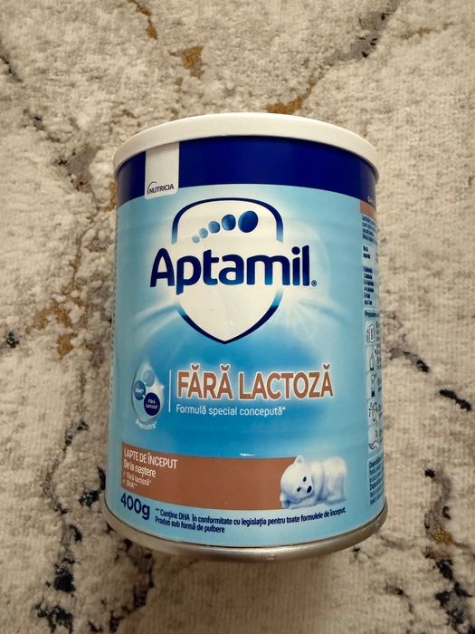 Lapte praf Aptamil Fara Lactoza, 400 g, de la nastere, Nutricia