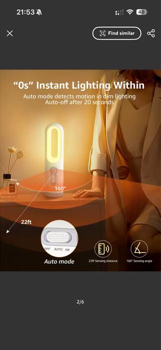 Lampa led noptiera cu senzor miscare