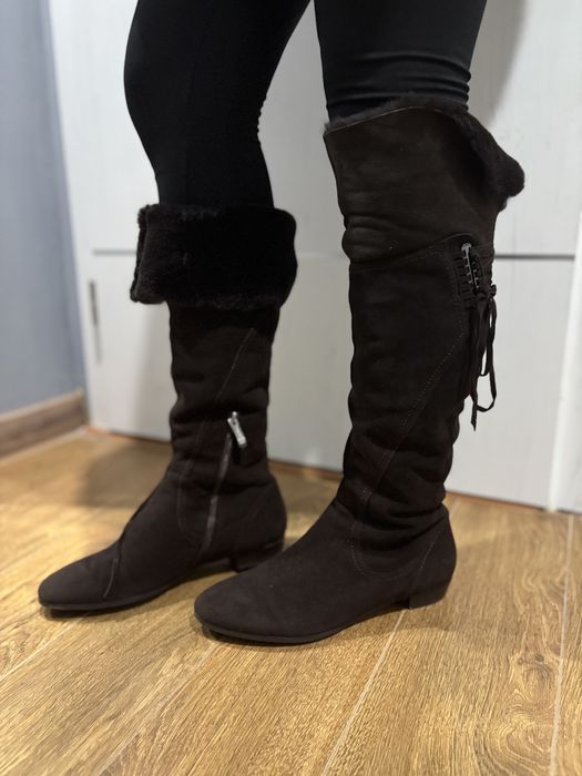 Ботуши/ кафяв цвят/Естествен велур