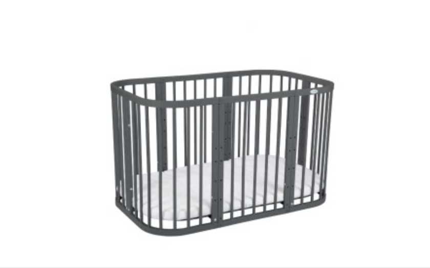 Кошара за Бебе, Детско Легло Смарт 7в1 с Матрак - Цвят Графит