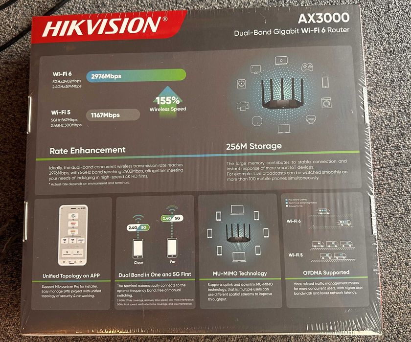 Hikvision 3000Mbps Wi-Fi 6 router, Рутер 3000 Mbps, DS-3WR30X