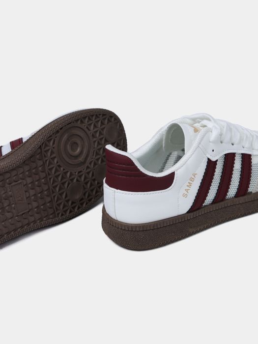 Женские кроссовки adidas samba бордового и черного цветв