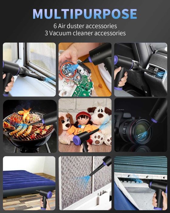 НОВА! Електрическа прахосмукачка с компресиран въздух 3-в-1 – безжична