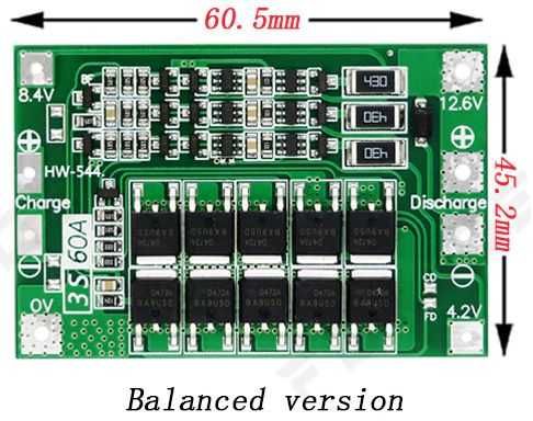 Module incarcare protectie balans BMS LiIon 3S60A 18650