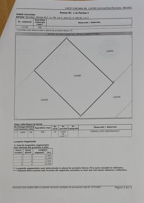 Teren intravilan Mamaia Sat 450 mp M17