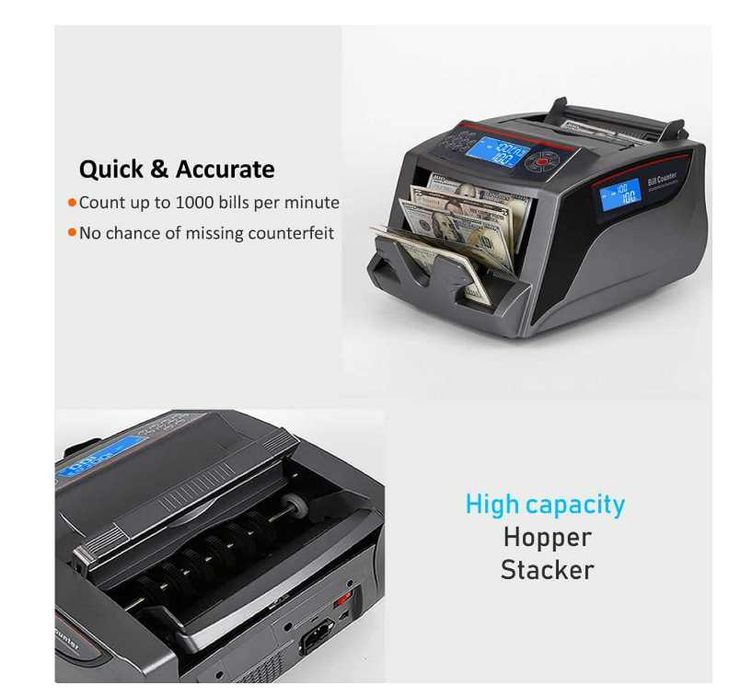 Банкнотоброячна машина с UV и MG проверка, външен дисплей, 1000 банкноти/мин – професионален модел