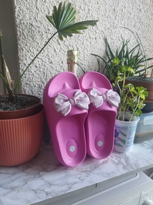 Цикламени чехли на платформа-40/41номер