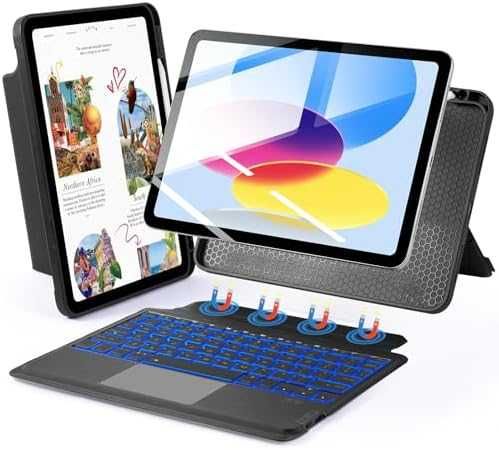 Нов Калъф с клавиатура за iPad 10th Gen A16 2025, тъчпад, RGB, UK layout Кейс таблет Айпад