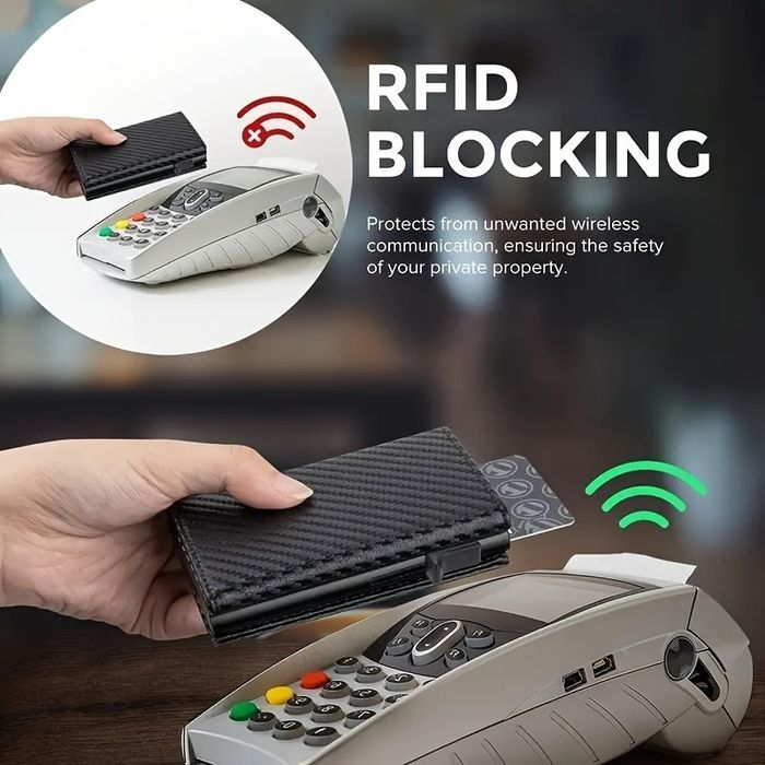 Мъжки RFID портфейл с автоматичен държач за карти и джоб за монети с цип