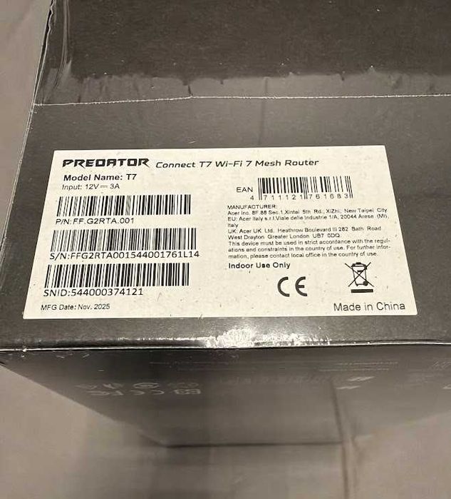 Router Gaming Acer Predator Connect T7 Wi-Fi 7 Tri-Band Mesh - Sigilat