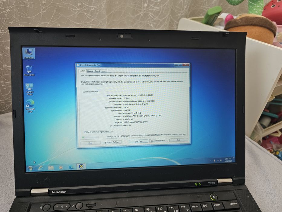 Laptop Lenovo i5 cu Windows 7 ram 8Gb TESTER DIAGNOZA AUTO Baterie 3or