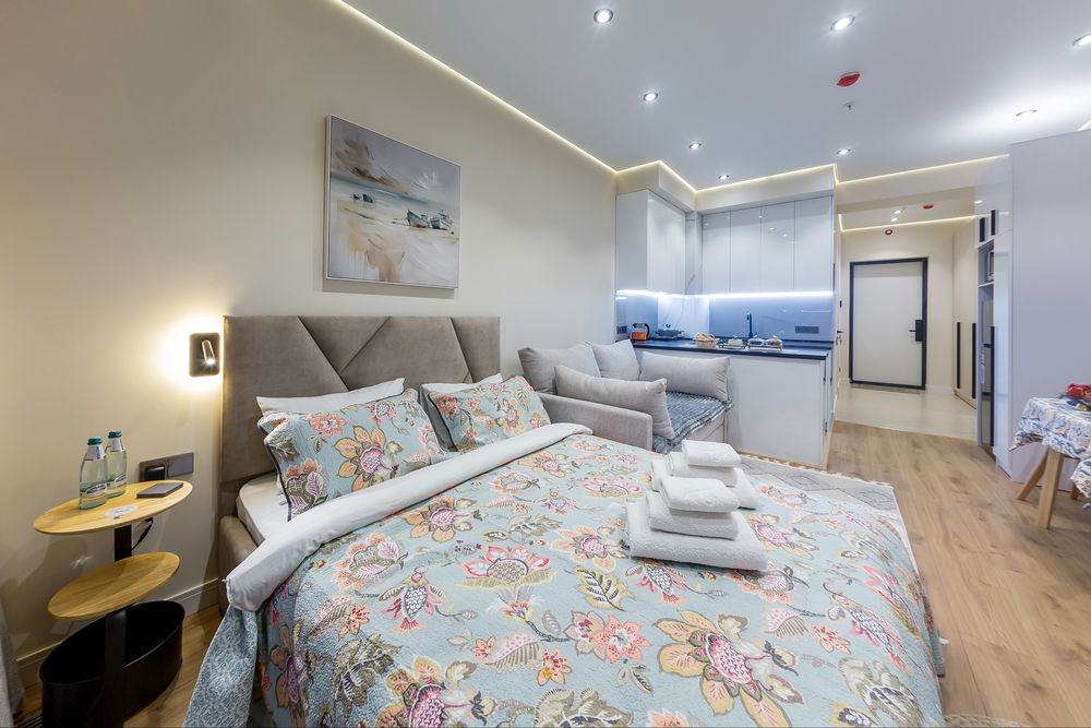 Современная студия посучтоно 22 этаж в жк NRG U Tower