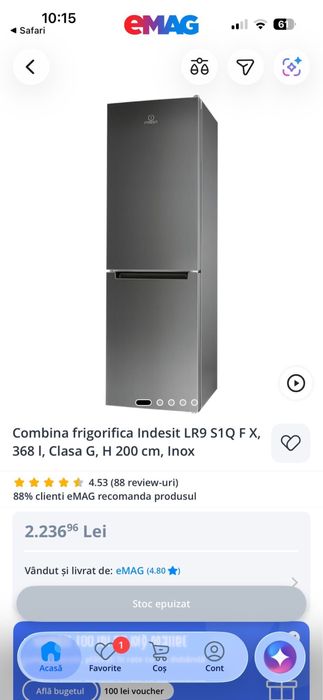 Combina frigorifica  Indesit 368L