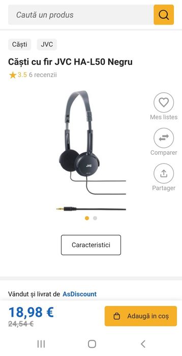Căști cu fir JVC HA-L50 Negru