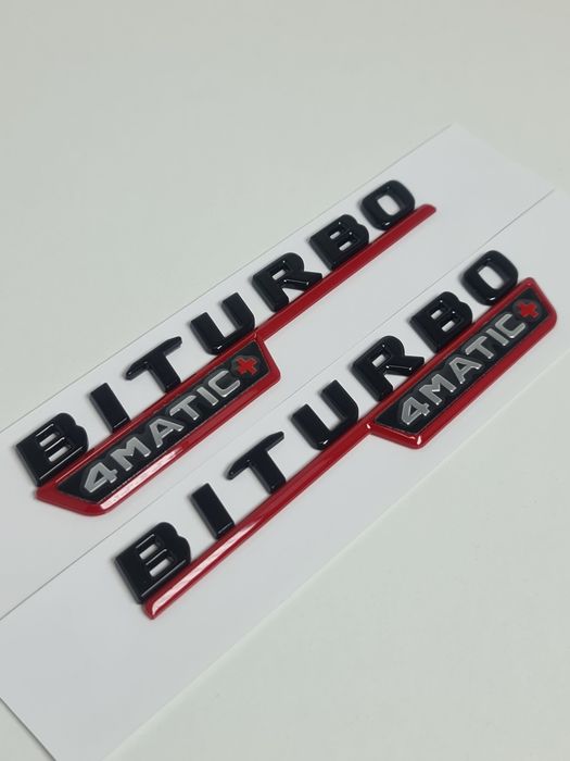 Set-2-Embleme-Sigle-Logo-Stema-Bicolore-Mercedes-Turbo-Biturbo-4-Matic+
