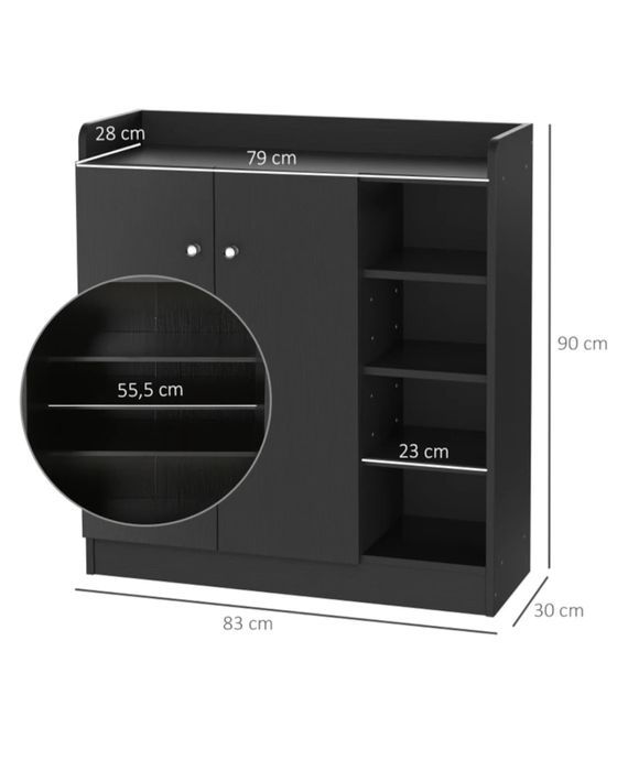 Pantofar (comoda pantofi) Homcom, PAL, negru, 83x30x90 cm