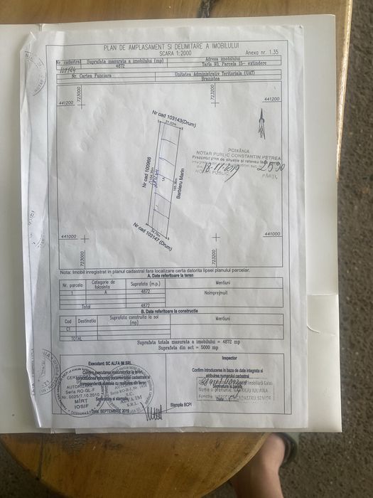 Teren Industrial /Comercial 5000m2  Branistea Galati DN25 Apa/Canalizare /Curent  Medie Tensiune