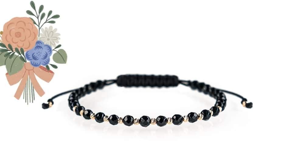 Bratari unisex reglabile aur 14k și onix fatetat, Italia