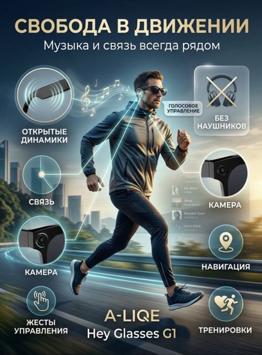Камера очки Смарт-очки A-LIQE Hey Glasses G1