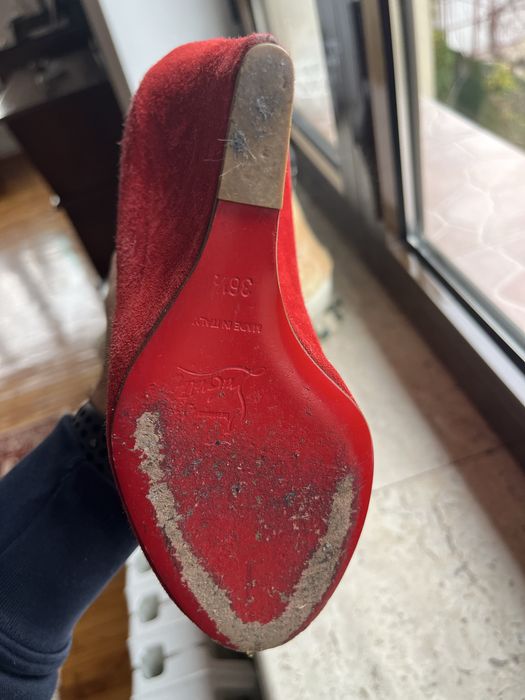 Cisme Christian Louboutin - 36,5 - piele întoarsă, roșu - ca noi
