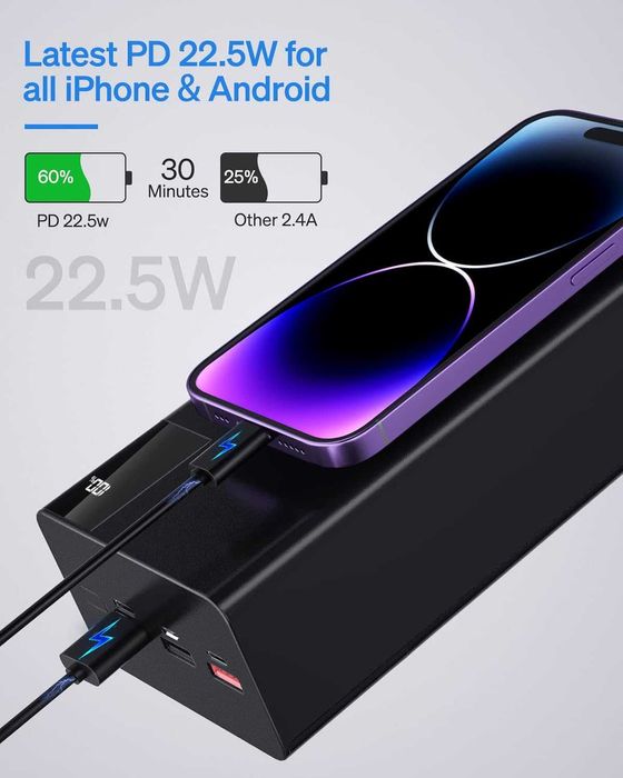 Батерия 50000mAh / 185Wh / 22.5W Power Bank / пауър банк / фенерче ...